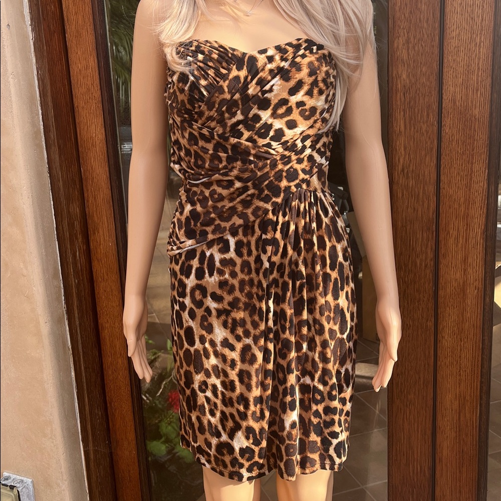 Express Leopard Strapless Dress